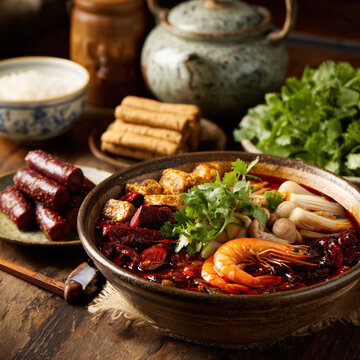 Sichuan hot pot, malatang, numb and spicy hotpot, Chinese style food, Chinese food, szechuan cuisine, spicy food, menu photography, professional food photography