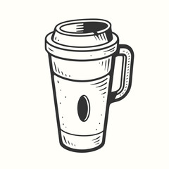 Steaming coffee cup icon with beans and circles complements the bold coffee text