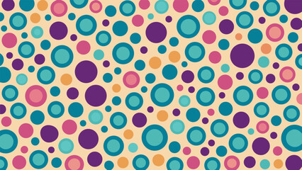 Retro polka dot vector seamless pattern with colorful circles, a vintage geometric design perfect for wallpaper or textile art