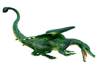 3D Rendering Fairy Tale Dragon on White