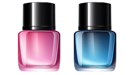Modern nail polish bottle in gradient pink to blue stylish cosmetic beauty product design on white background