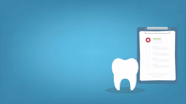 Dental insurance, dental care concept. Dental insurance form, tooth and shield , flat design graphic elements