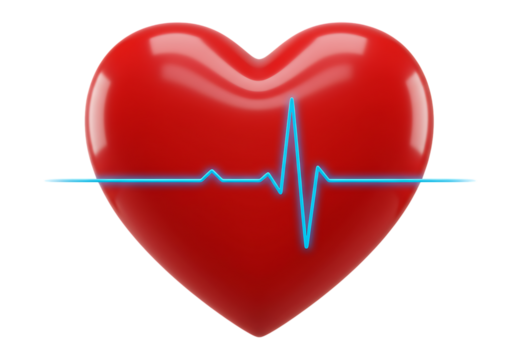 Heart and heartbeat symbol with cardiogram line on ECG monitor illustration
