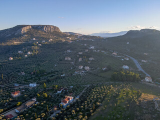 Aerial landscape city Nafplio former Greek Capitol winter sunny day in Mediterranean Greece