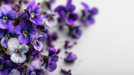 Close-up of vibrant purple and white pansies
