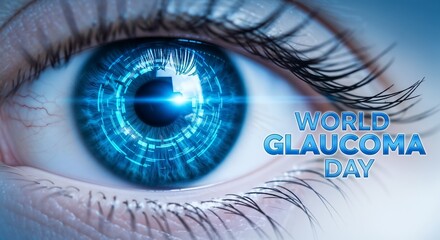 Eye with Blue Glaucoma Awareness Design for Health Campaigns, Medical Blogs, Eye Care Education, and Awareness Initiatives