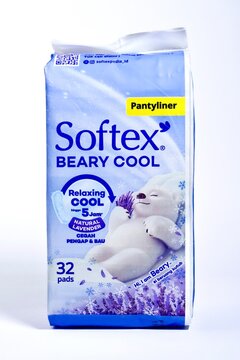 Jakarta, Indonesia - August 27th, 2025 - Softex beary cool pantyliners product isolated on vertical white background.