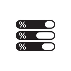 Obraz premium Three black percentage progress bars with white fill against a white background in a simple design