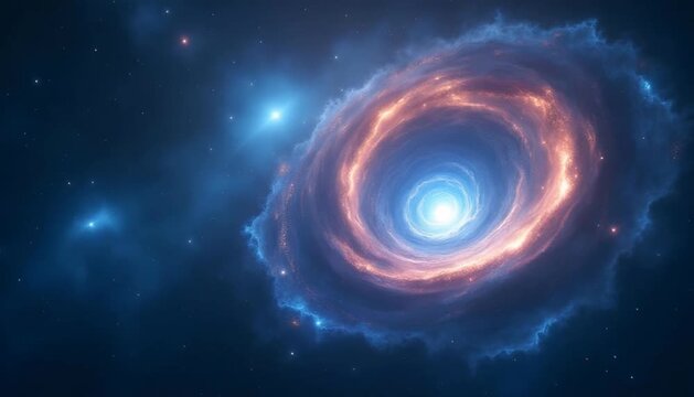 Spinning galactic vortex or wormhole in deep space animation
