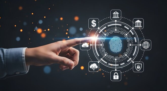Biometric authentication security system fingerprint scan for digital identity access control