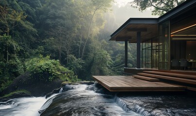 Minimalist Villa Situated Directly on the River in the Middle of a Forest