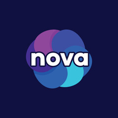 Nova Abstract Logo Design with Overlapping Shapes.