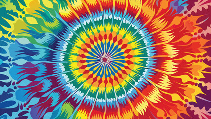 Abstract fractal rainbow pattern of colorful circles and geometric shapes