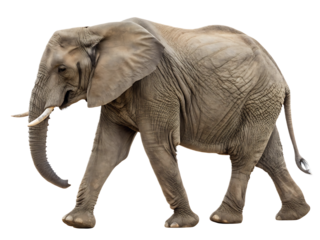 Magnificent African Elephant Isolated on Black Background Walking with Strength and Grace Showcasing its Powerful Presence and Unique Features in High Detail
