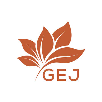 GEJ Elegant Minimal Leaf Logo Design, GEJ Later Logo, Abstract Nature Brand Icon, Natural Organic Leaf Badge. 
