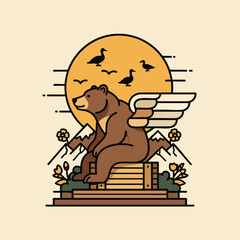 Bear with Wings on a Mountain.