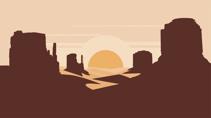 Desertcore Aesthetic Sunset Canyon Silhouette Landscape