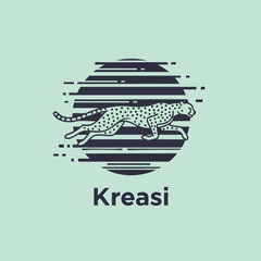 Cheetah in motion logo design fast running animal icon.