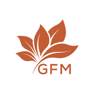 GFM Elegant Minimal Leaf Logo Design, GFM Later Logo, Abstract Nature Brand Icon, Natural Organic Leaf Badge. 

