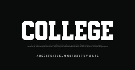 Fototapeta premium Classic college font. Vintage sport font in american style for football, baseball or basketball logos and t-shirt. Athletic department typeface, varsity style font. Vector 