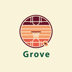 Grove Basketball Court Logo: Modern Sports Brand Design.