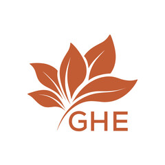 GHE Elegant Minimal Leaf Logo Design, GHE Later Logo, Abstract Nature Brand Icon, Natural Organic Leaf Badge. 
