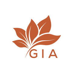 GIA Elegant Minimal Leaf Logo Design, GIA Later Logo, Abstract Nature Brand Icon, Natural Organic Leaf Badge. 
