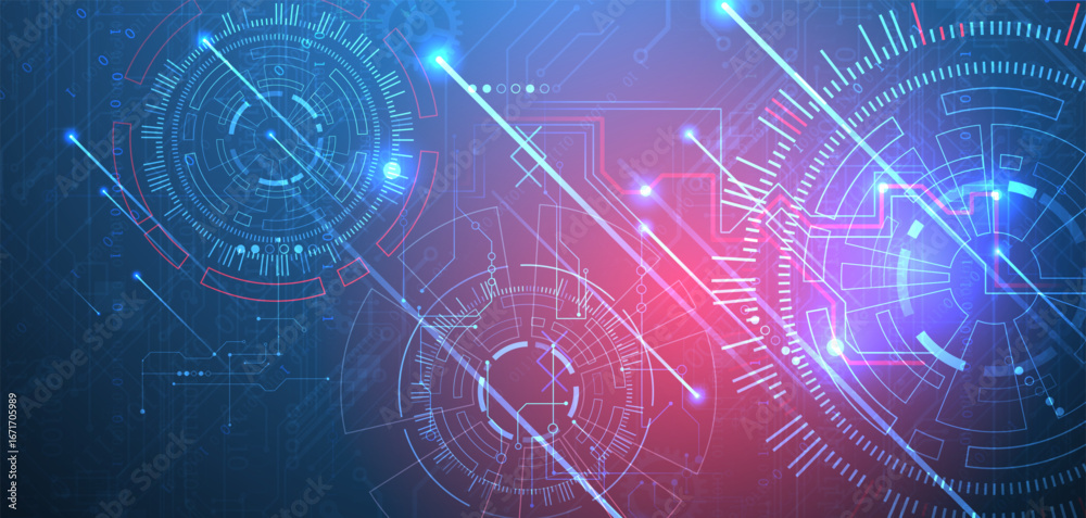 Wall mural abstract background. scientific and technological concept with the use of technical elements formed 