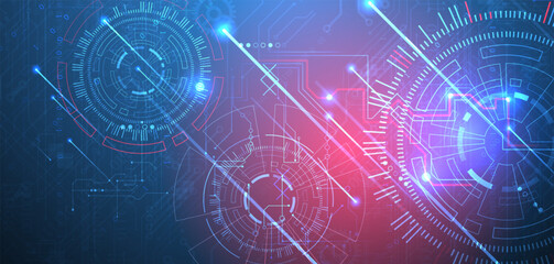 Abstract background. Scientific and technological concept with the use of technical elements formed in the shape of a circle.