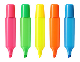 Set of highlighters in assorted neon colors