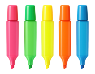 Set of highlighters in assorted neon colors