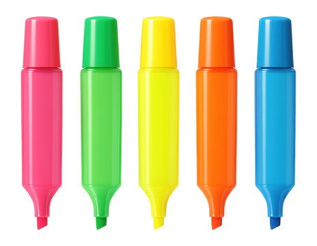 Set of highlighters in assorted neon colors