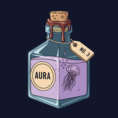 Purple Aura Potion Bottle with Jellyfish.
