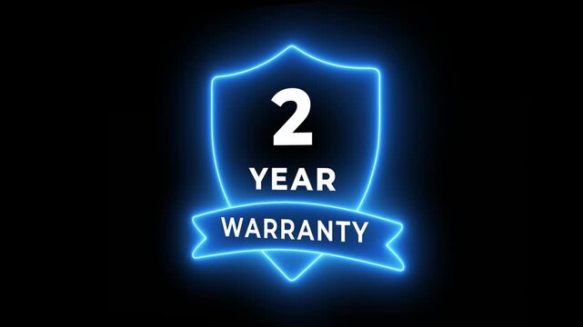 2 year warranty concept on the transparent background. Badges Design Animation. Motion graphics of warranty idea. 4k video animation.

