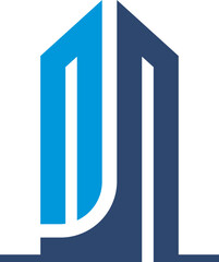  building architecture business vector logo on vector illustration of a blue folder icon