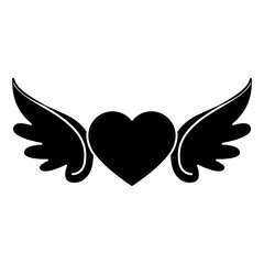 Angel wings icon vector. Heart with wings illustration sign. Valentines symbol or logo.