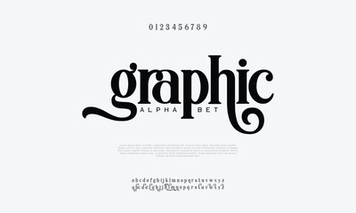 Graphic logo elegant luxury font alphabet . Typography Beauty minimal modern fashion classic letter serif fonts decorative wedding vintage retro logos. vector illustration
