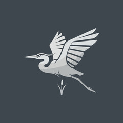 Stylized Heron in Flight: Elegant Avian Design.