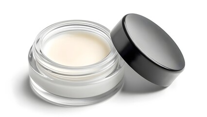 Elegant Eyeshadow Primer Pot Mockup in Clean Minimal Scene – Blank Glass Cosmetic Jar with Creamy Texture for Professional Beauty Branding and High-End Makeup Packaging Design