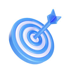 Blue and white dartboard with dart hitting bullseye symbolizing success and achievement