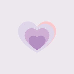 A purple heart featuring two pink hearts nestled in the center, symbolizing love and affection.
