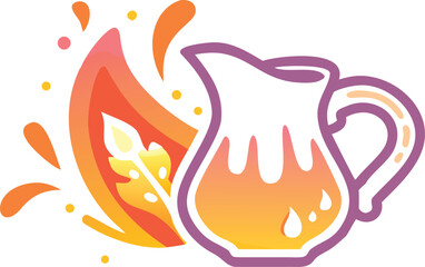 A jug featuring a flame design, symbolizing fire, with vibrant colors and intricate details.