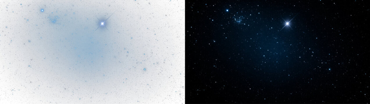 Space on a black and white background, isolated PNG effect, festive. PNG format. Realistic cosmos atmosphere. Christmas overlay.