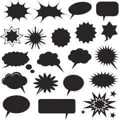 A collection of diverse speech bubbles in different shapes and colors, representing dialogue and interaction.