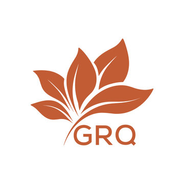 GRQ Elegant Minimal Leaf Logo Design, GRQ Later Logo, Abstract Nature Brand Icon, Natural Organic Leaf Badge. 
