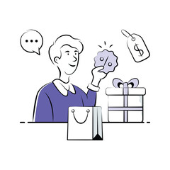 Shopping reward and loyalty bonus for ecommerce customers, premium illustrations