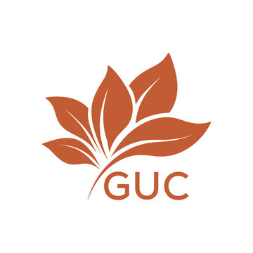GUC Elegant Minimal Leaf Logo Design, GUC Later Logo, Abstract Nature Brand Icon, Natural Organic Leaf Badge. 
