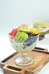 Indonesian iced drink with durian, sweet and fresh taste of es doger.