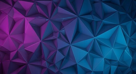 Abstract geometric low poly background with blue and purple gradient colors.