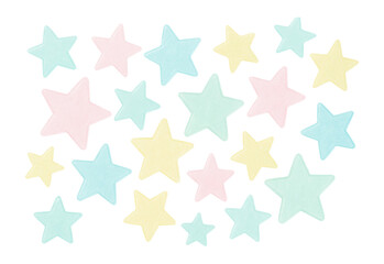 Translucent confetti stars in assorted pastel colors